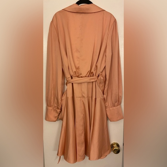 Mac Duggal Long Sleeve Wrap Dress Style 12514 Salmon Pink Size 12 - Picture 5 of 9